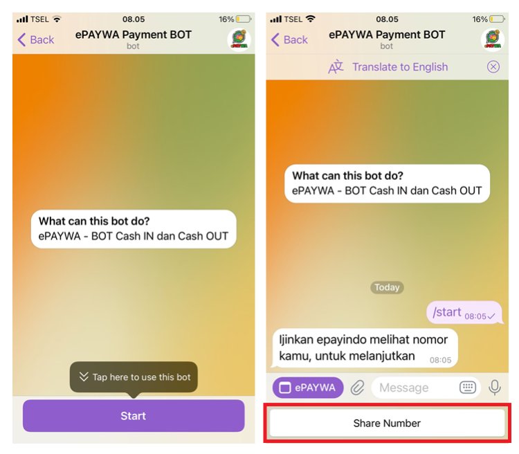 ePAYWA - Withdraw memakai Aplikasi Telegram
