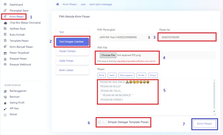 BOT ePAYWA mengirim pesan dengan lampiran Gambar atau File